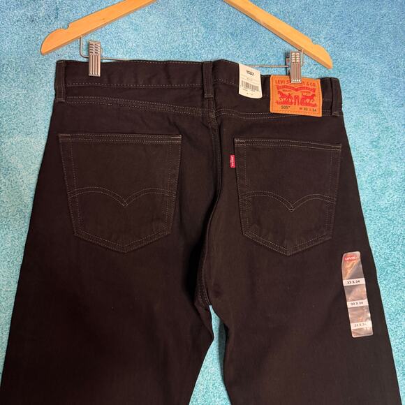 Levi’s 505 Men’s Jeans 33x34 Black Regular Fit 100% Cotton NWT Made in Egypt - Picture 8 of 16